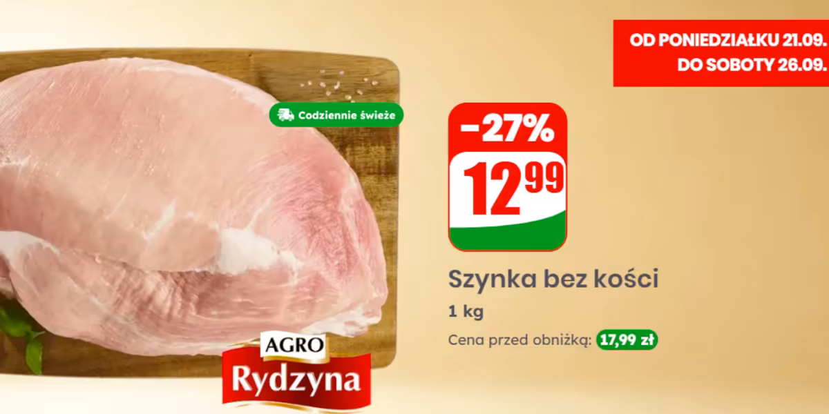 Dino: 12,99 zł/kg za szynkę bez kości