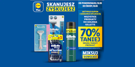 Lidl: KUPON -70% na produkty do golenia Gillette 16.06.2025