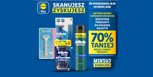 Lidl: KUPON -70% na produkty do golenia Gillette 16.06.2025