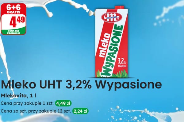 : 6+6 GRATIS na mleko UHT Wypasione