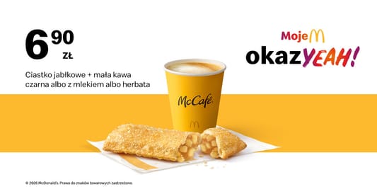 McDonald's: 6,90 zł Ciastko jabłkowe + mała kawa 17.08.2026