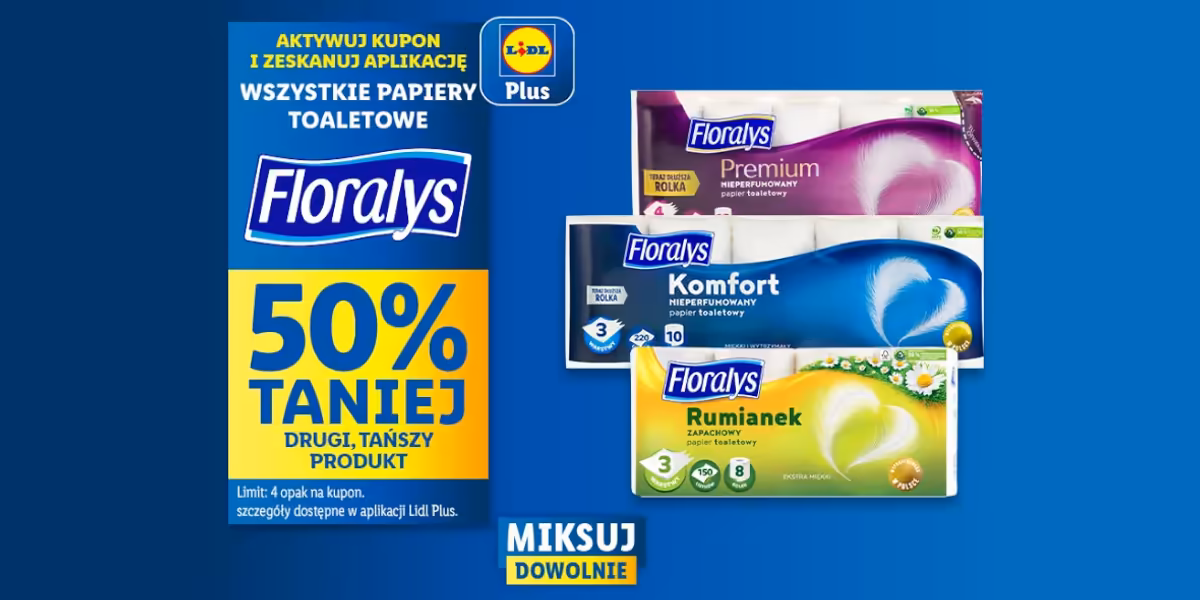 Lidl: KUPON -50% na papier toaletowy Floralys