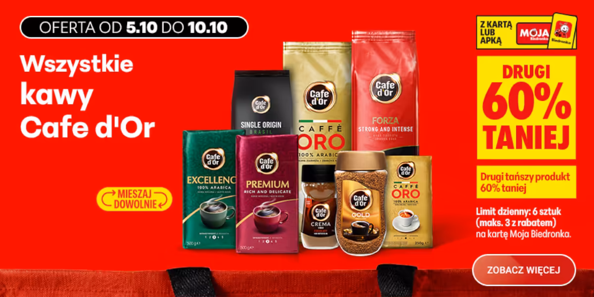 Biedronka: -60% na wszystkie kawy Cafe D'Or