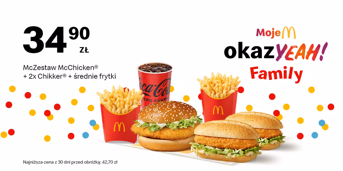 McDonald's: 34,90 zł McZestaw McChicken® +2x Chikker®+średnie frytki