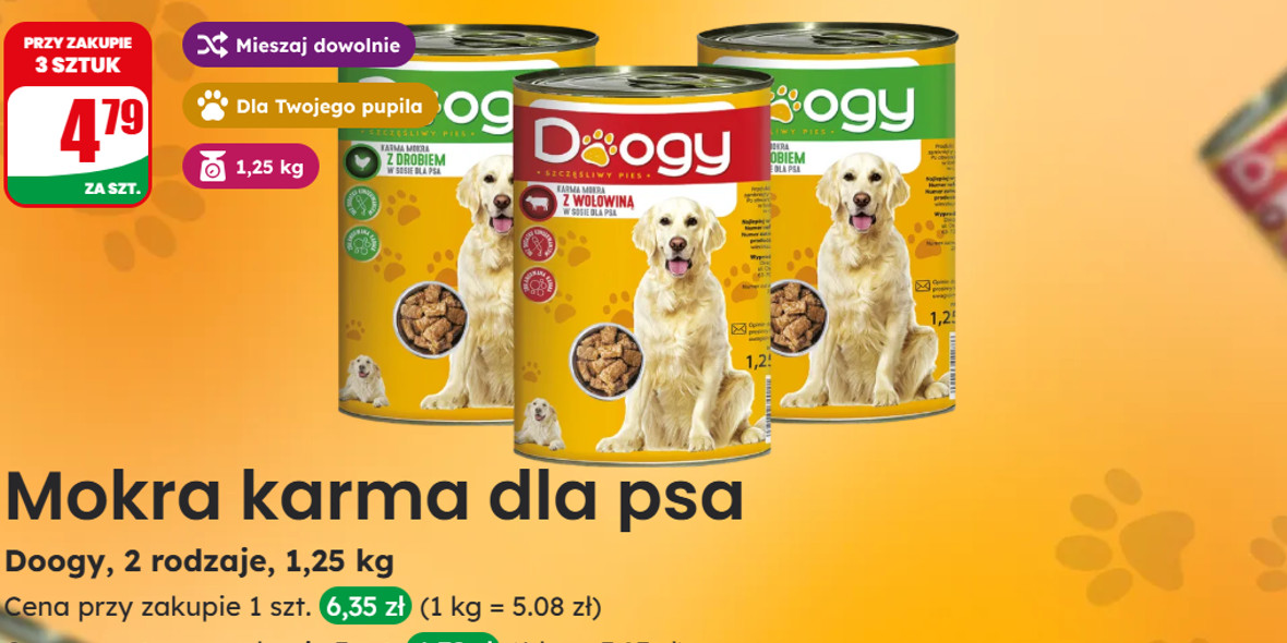 Dino: 4,79 zł za karmę dla psa Doogy 09.06.2025