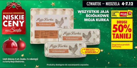 Biedronka: -50% na jaja z chowu ściółkowego Moja Kurka 04.12.2025