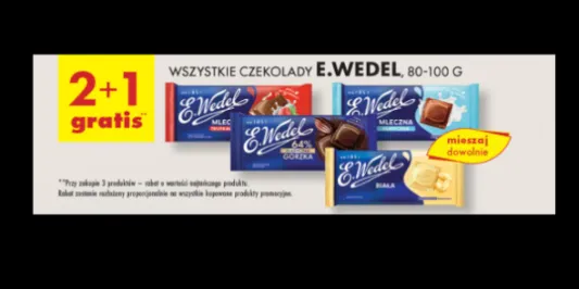 Biedronka: 2+1 GRATIS na wszystkie czekolady E. Wedel 20.01.2025