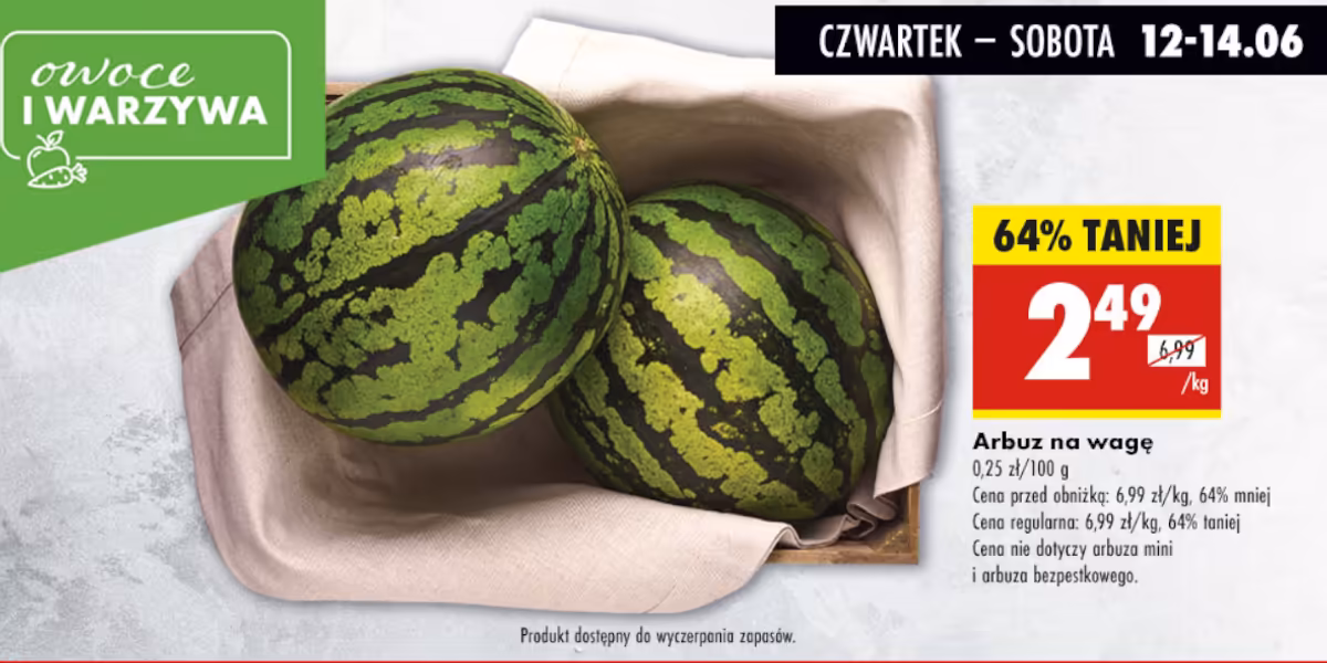 Biedronka: -64% na arbuza na wagę