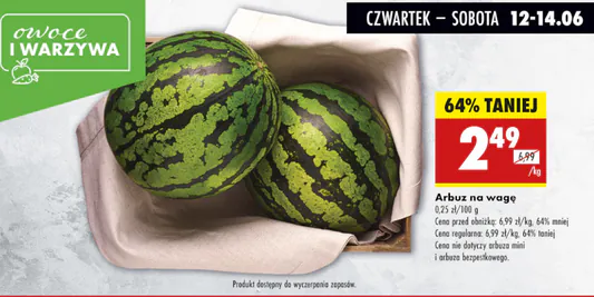 Biedronka: -64% na arbuza na wagę 12.06.2025
