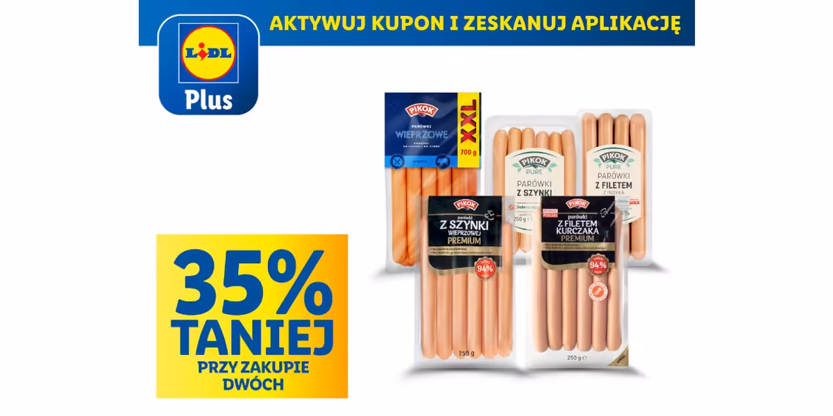 Lidl: KUPON -35% na parówki Pikok