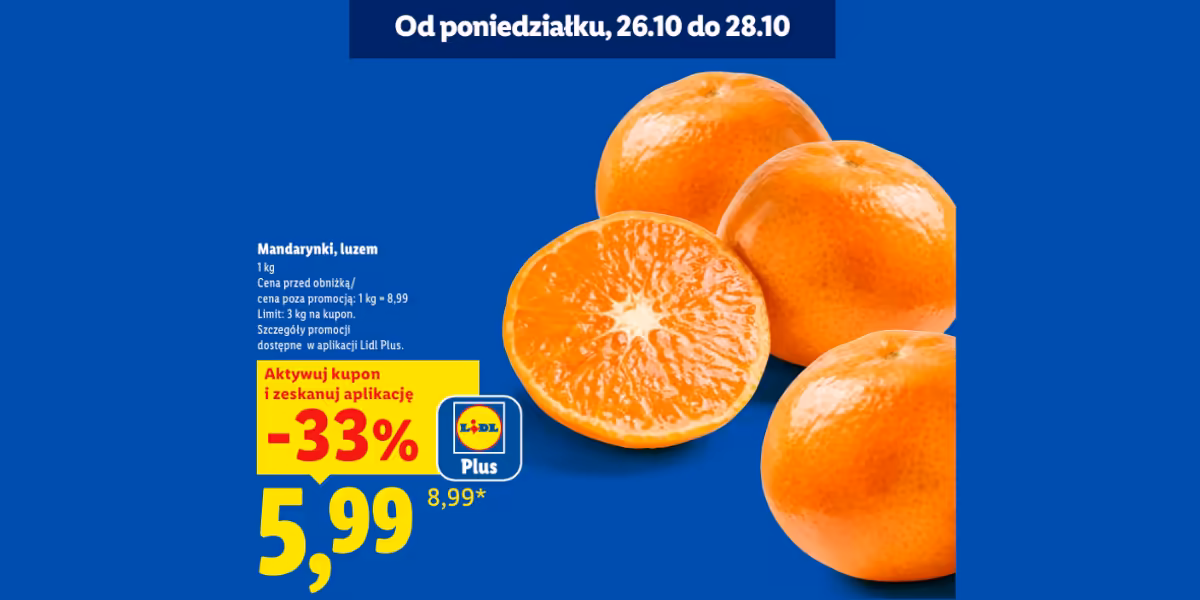 Lidl: KUPON -33% na mandarynki
