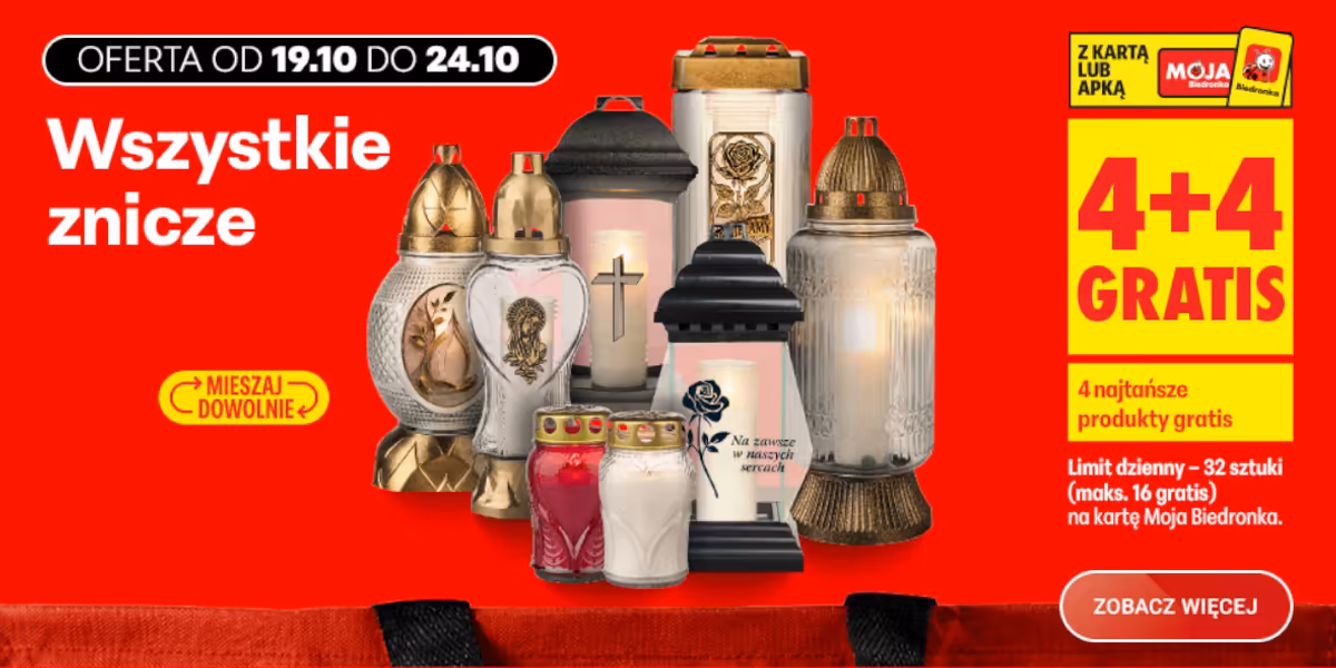 Biedronka: 4+4 GRATIS na wszystkie znicze