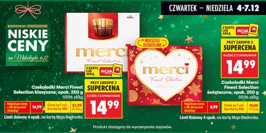 Biedronka: 14,99 zł za czekoladki Merci 04.12.2025