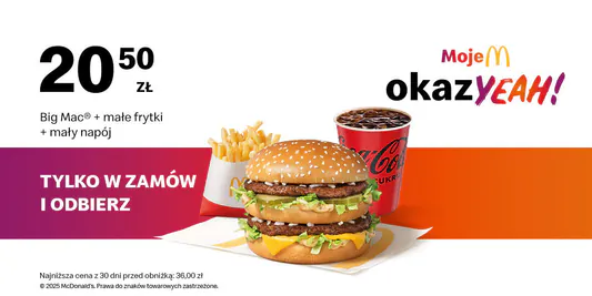 McDonald's: 20,50 zł Big Mac® + małe frytki + mały napój 13.10.2025