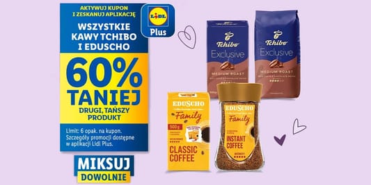 Lidl: Kupon -60% na wszystkie kawy Tchibo i Eduscho 26.05.2025