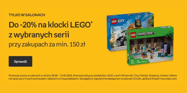 Empik: Do -20% na klocki LEGO 01.09.2024