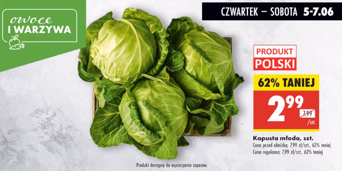 Biedronka: -62% na polską kapustę młodą