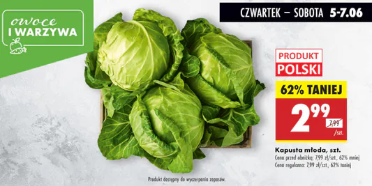Biedronka: -62% na polską kapustę młodą 05.06.2025