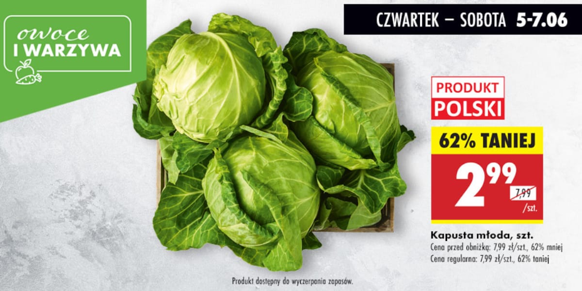 Biedronka: -62% na polską kapustę młodą