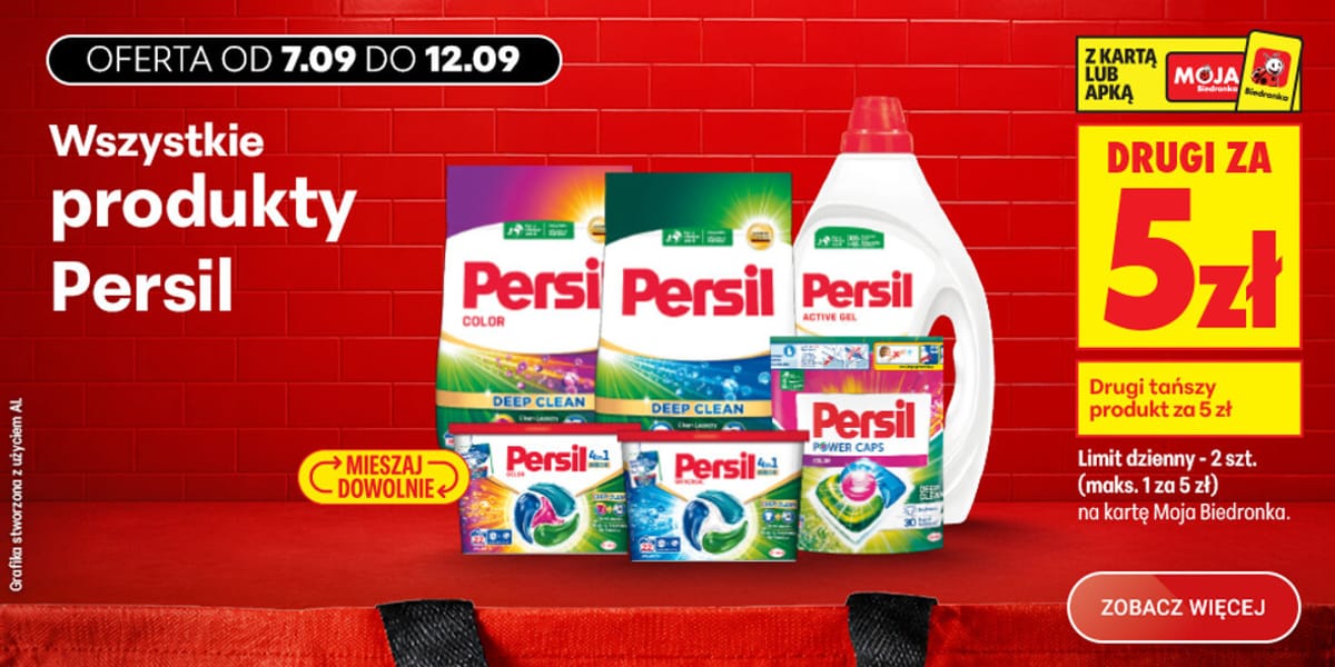 Biedronka: 5 zł za drugi produkt Persil