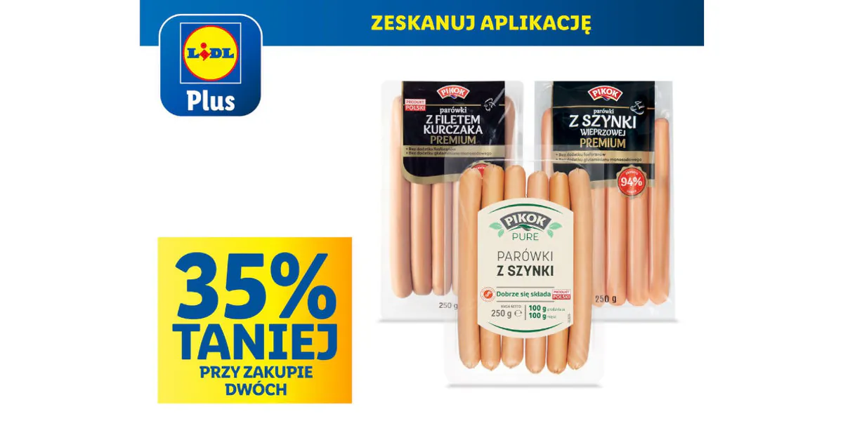 Lidl: -35% na parówki Pikok