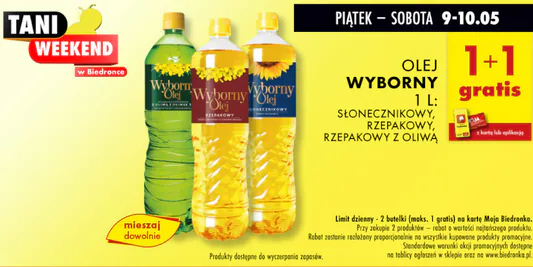 Biedronka: 1+1 GRATIS na olej Wyborny 09.05.2025