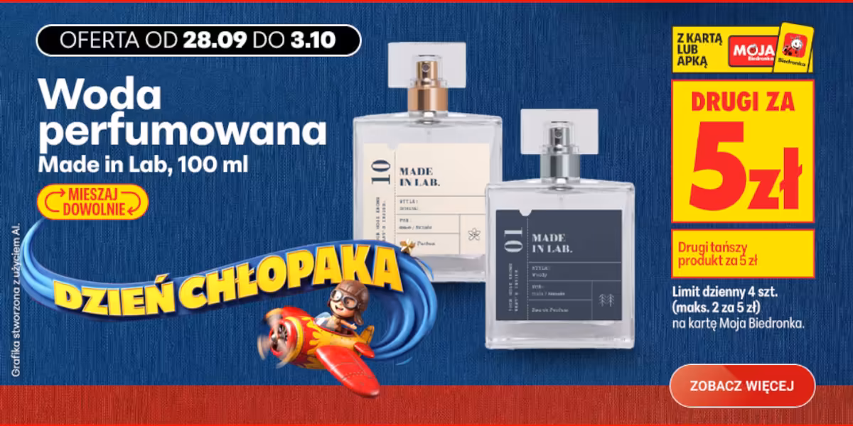 Biedronka: 5 zł za drugą wodę perfumowaną Made in Lab