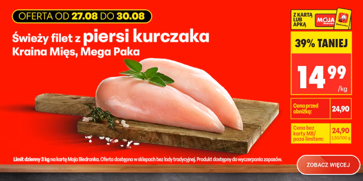 Biedronka: -39% na świeży filet z piersi kurczaka