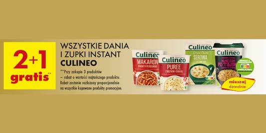 Biedronka: 2+1 GRATIS na dania i zupki instant Culineo 21.05.2025