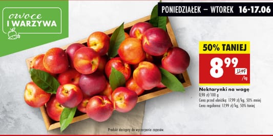 Biedronka: -50% na nektarynki 16.06.2025