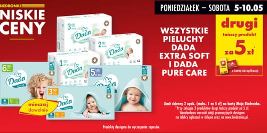 Biedronka: 5 zł za pieluchy Dada Extra Soft i Dada Pure Care 05.05.2025