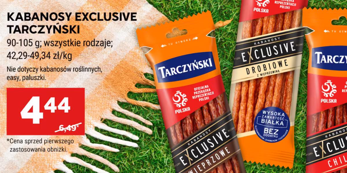 Stokrotka Supermarket: 4,44 zł za Kabanosy Exclusive Tarczyński