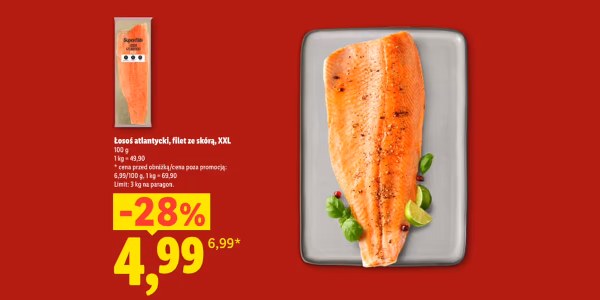 Lidl: -28% na łososia - filet ze skórą