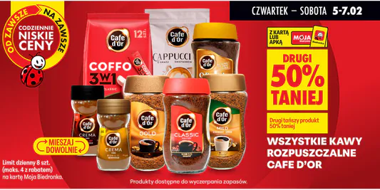 Biedronka: -50% na wszystkie kawy rozpuszczalne CAFE D'OR 05.02.2026