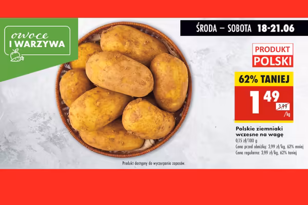 : -62% na polskie ziemniaki wczesne na wagę