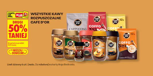 Biedronka: -50% na wszystkie kawy rozpuszczalne Cafe D'Or 30.09.2026