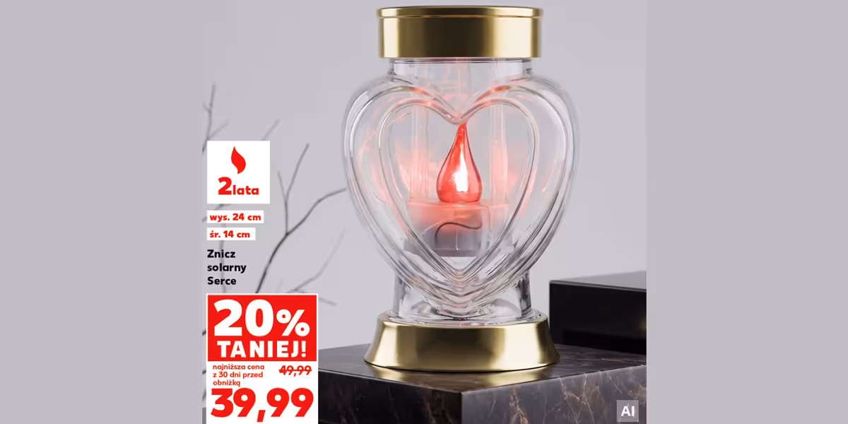 Kaufland: -20% na znicz solarny Serce