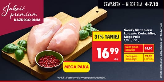 Biedronka: 31% na świeży filet z piersi kurczaka 04.12.2025
