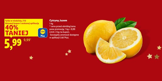 Lidl: KUPON -40% na cytryny 07.12.2025