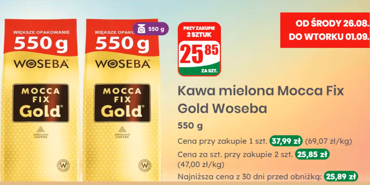Dino: 25,85 zł za kawę Woseba Mocca Fix Gold