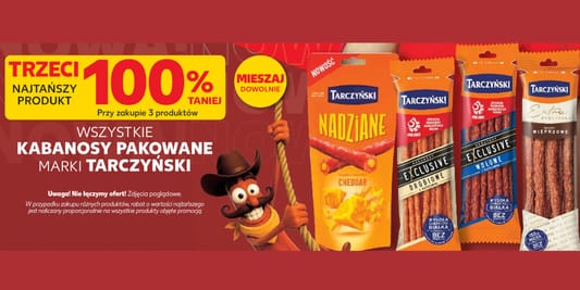Kaufland: -100% na wszystkie pakowane kabanosy Tarczyński 16.07.2026