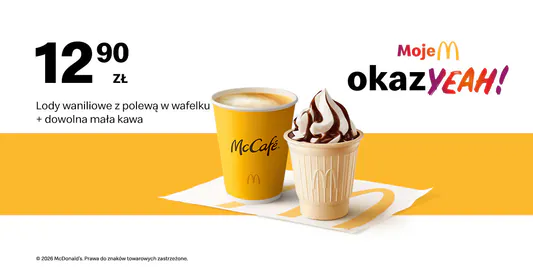 McDonald's: 12,90 zł Lody waniliowe z polewą + mała kawa 20.04.2026