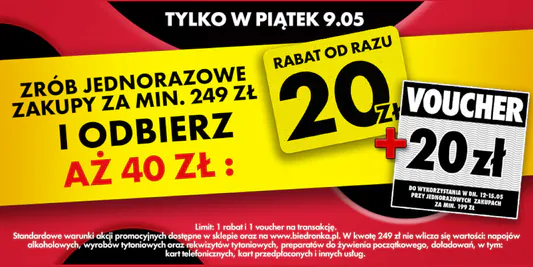 Biedronka: Do -40 zł na zakupy 09.05.2025