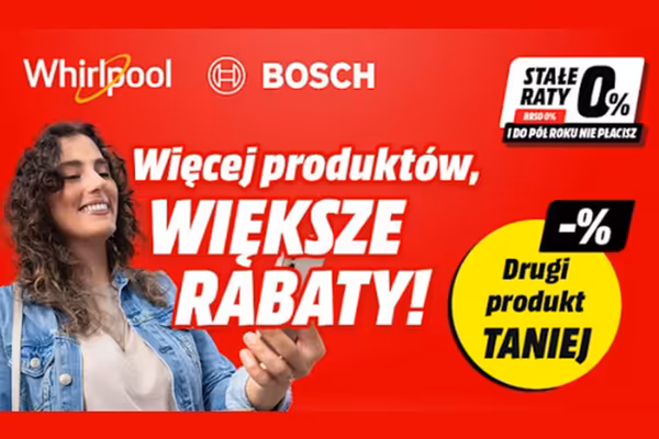 : Do -40% na produkty Whirlpool i Bosch