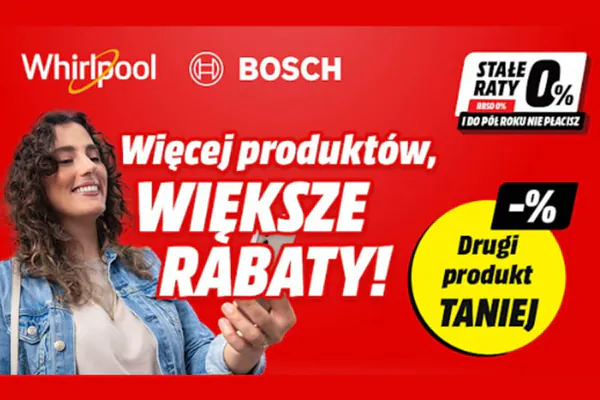 : Do -40% na produkty Whirlpool i Bosch