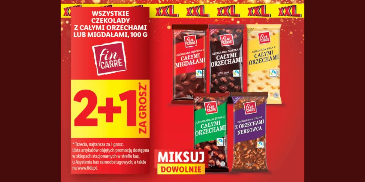 Lidl: 2+1 za GROSZ na czekolady Fin Carré 12.11.2024