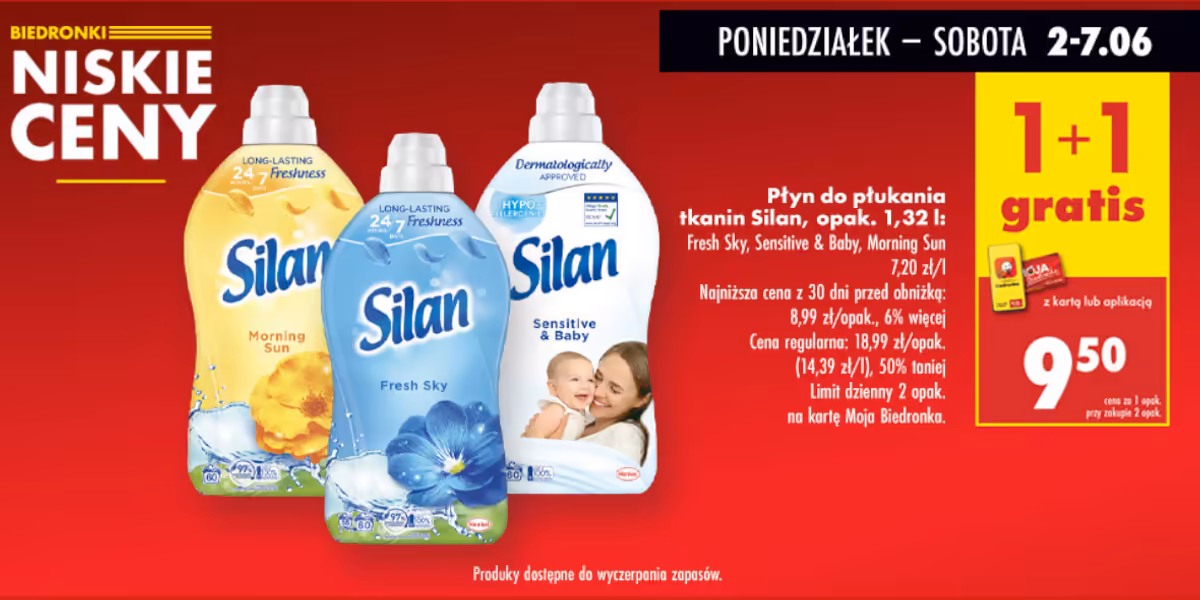 Biedronka: 1+1 GRATIS na płyn do płukania tkanin Silan