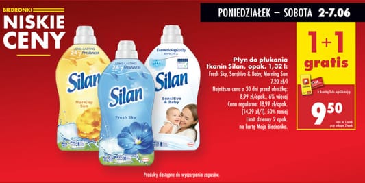 Biedronka: 1+1 GRATIS na płyn do płukania tkanin Silan 02.06.2025