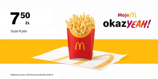 McDonald's: 7,50 zł Duże frytki 19.05.2025
