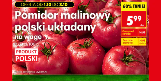 Biedronka: -60% na polskie pomidory malinowe 01.10.2026
